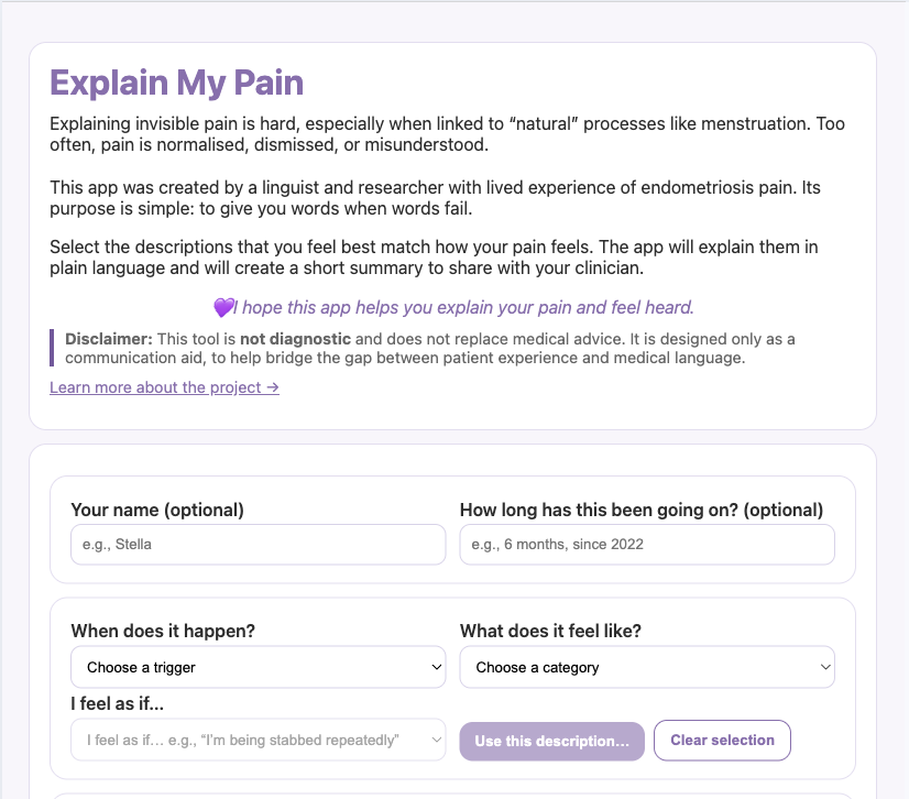 Explain My Pain app