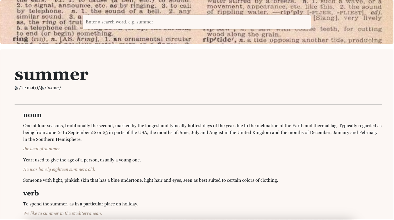 React Dictionary App